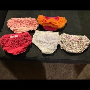 Lot of 5 baby girl Ruffle Butt  diaper covers 6-18 months